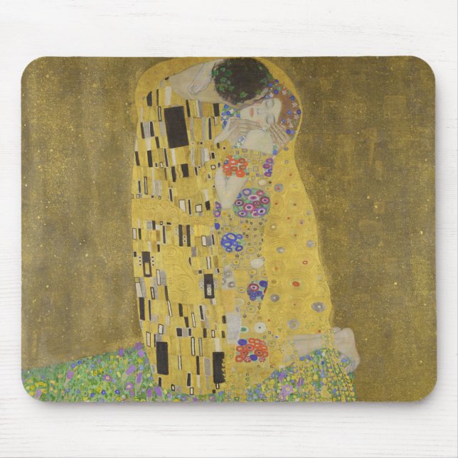 The Lovers Kissing Embrace by Gustav Klimt Mouse Pad (Front)