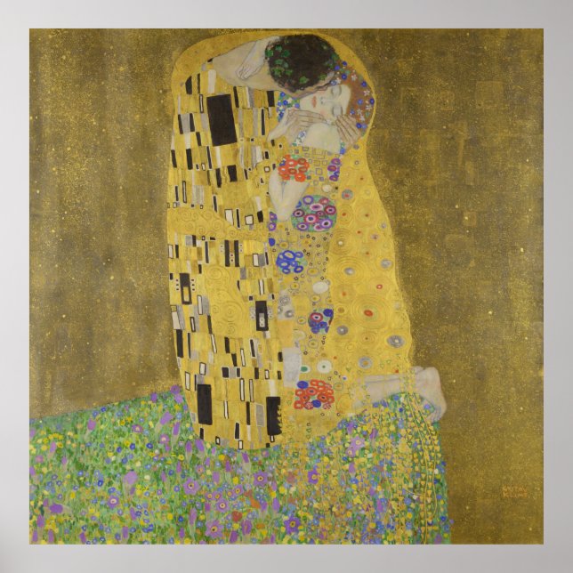 The Lovers Kissing Embrace by Gustav Klimt Poster (Front)