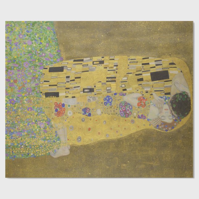 The Lovers Kissing Embrace by Gustav Klimt Wrapping Paper (Flat)