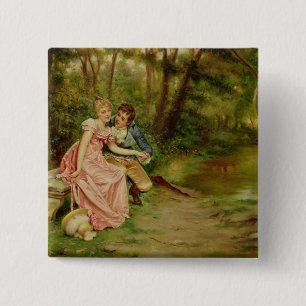 The Lovers (oil on canvas) 15 Cm Square Badge