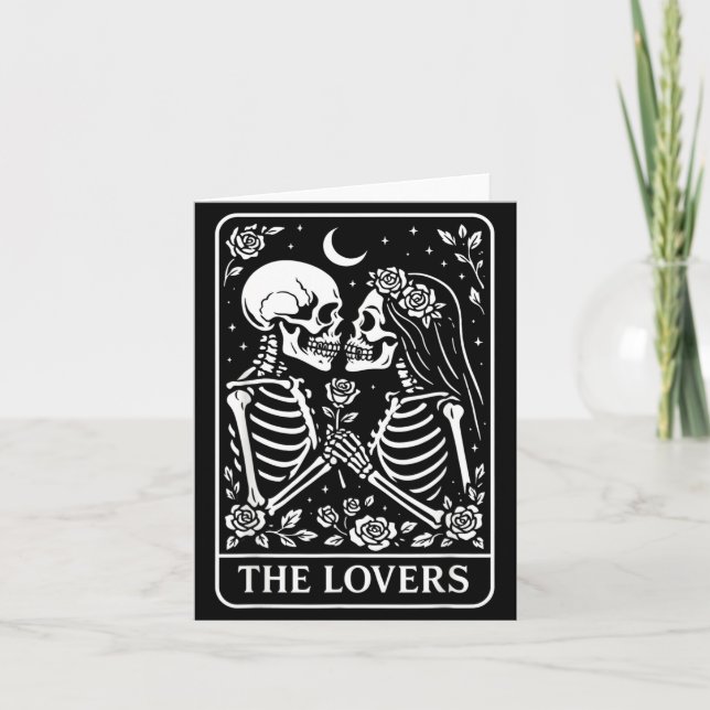 The Lovers Skeleton Love Couples Gothic Wedding Card (Front)