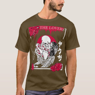 The Lovers Skeletons Japanese Kanji Red Flower Ros T-Shirt