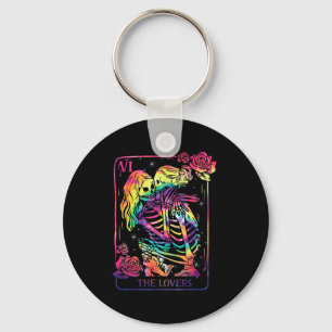 The Lovers Tarot Card Goth Tie Dye Kissing Lesbian Key Ring