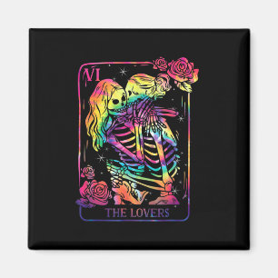 The Lovers Tarot Card Goth Tie Dye Kissing Lesbian Magnet