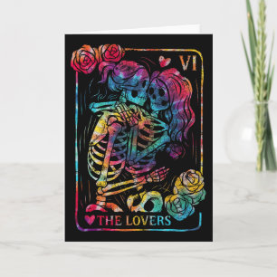 The Lovers Tarot Card Gothic Occult Kissing Skelet