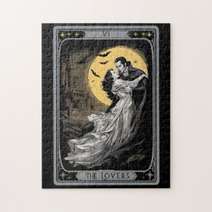 The Lovers Tarot Card – Gothic Vampire Dracula and Jigsaw Puzzle
