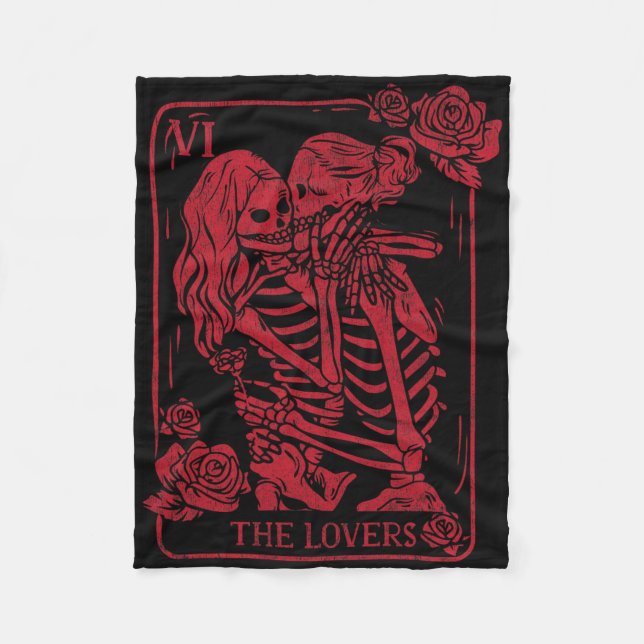 The Lovers Tarot Card Kissing Lesbian Soul Sisters Fleece Blanket (Front)