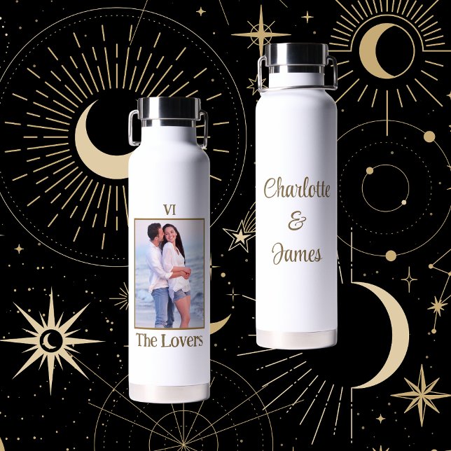 The Lovers Tarot Card | Photo Of The Happy Couple Water Bottle (Front And Back)