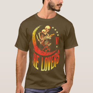 The Lovers Tarot Card Skeleton Moon Crescent Outla T-Shirt