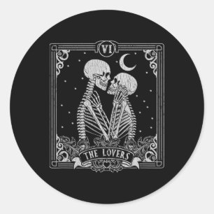 The Lovers Tarot Card Skeleton Valentines Hallowee Classic Round Sticker