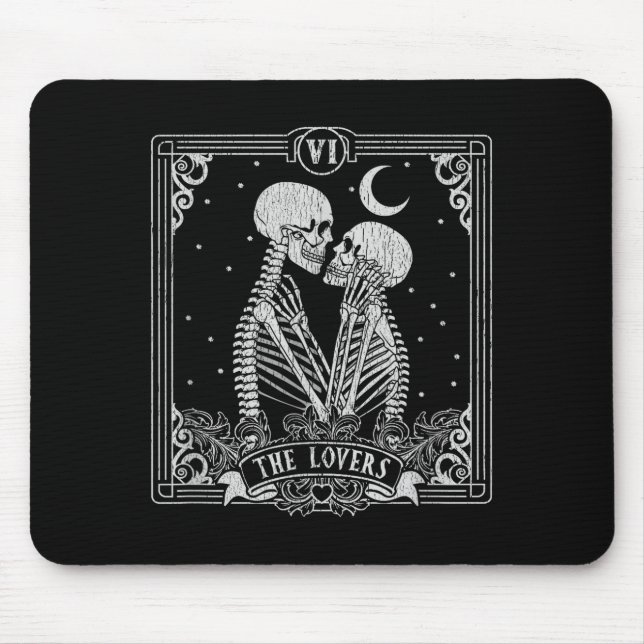 The Lovers Tarot Card Skeleton Valentines Hallowee Mouse Pad (Front)