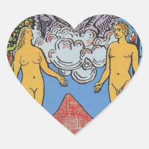 The Lovers Tarot Card Tarots Reading Heart Sticker