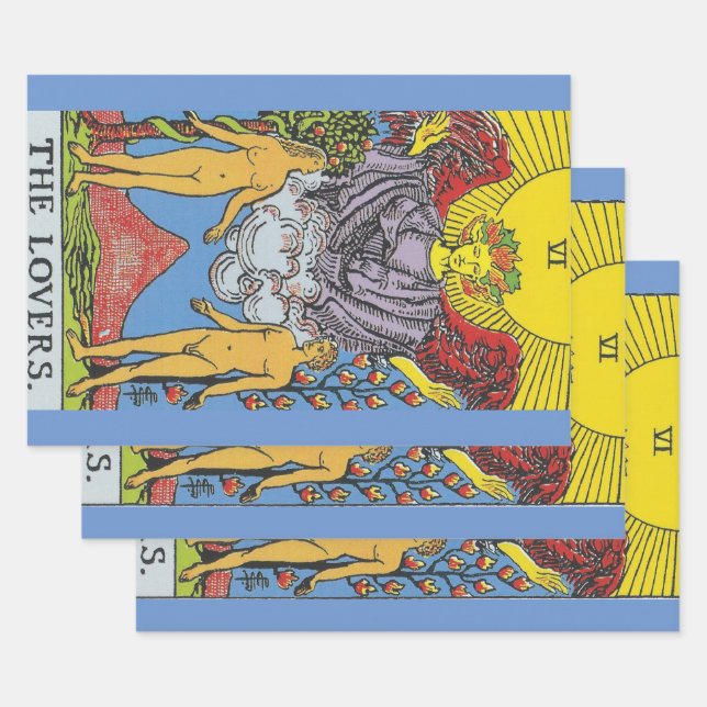 The Lovers Tarot Card Tarots Reading Wrapping Paper Sheet (Set)