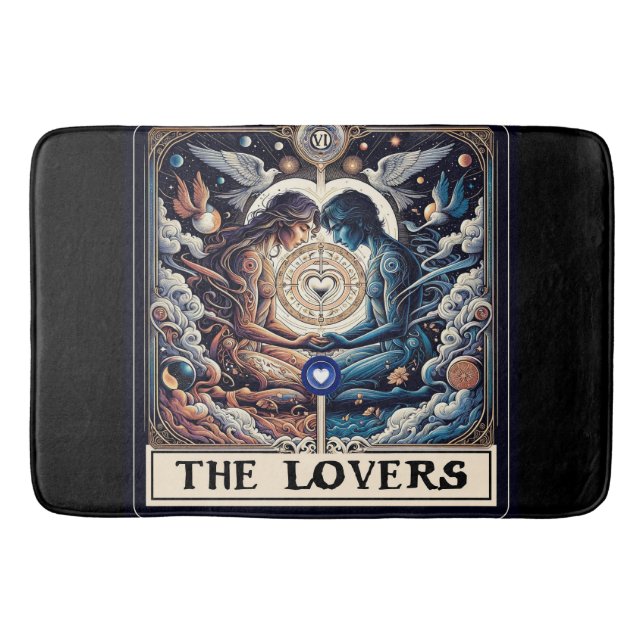 THE LOVERS Tarot Celestial Man & Woman Soulmates Bath Mat (Front)