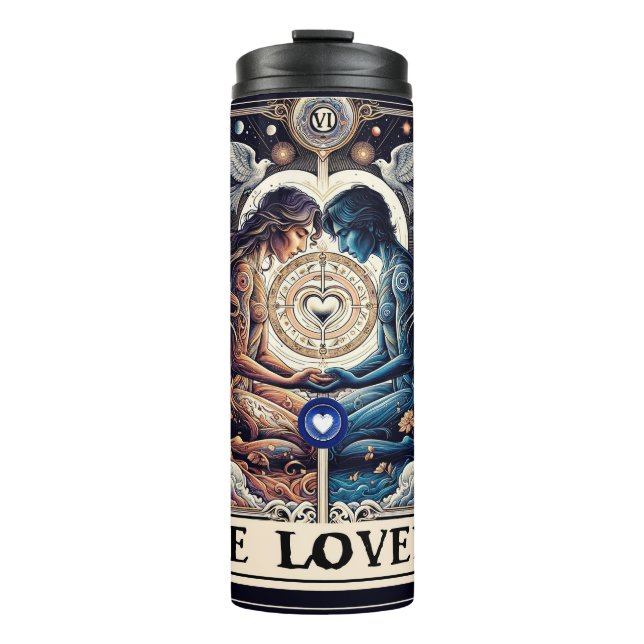 THE LOVERS Tarot Celestial Man & Woman Soulmates Thermal Tumbler (Front)