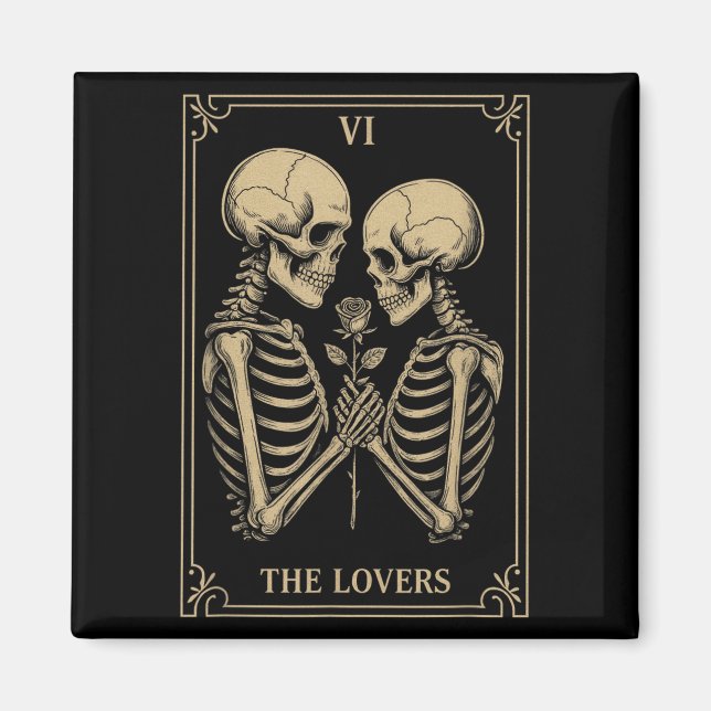 The Lovers Tarot Skeleton Outfit Gothic Romance So Magnet (Front)