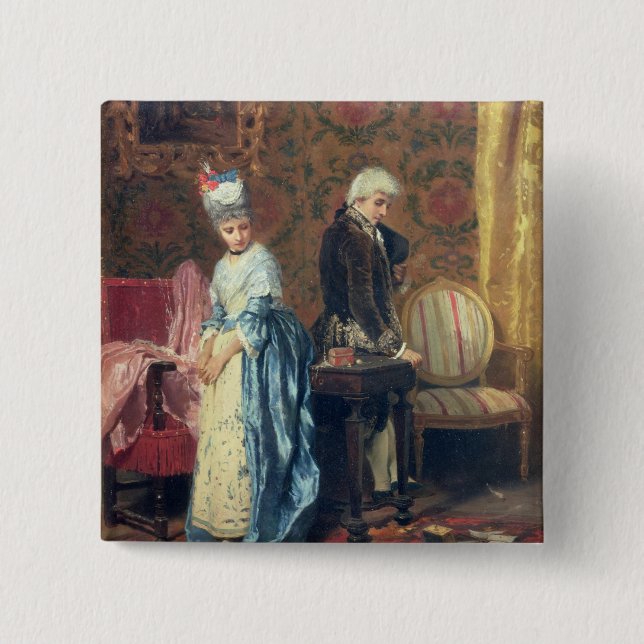 The Lovers' Tiff, 1872 (oil on panel) 15 Cm Square Badge (Front)