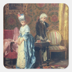 The Lovers' Tiff, 1872 (oil on panel) Square Sticker