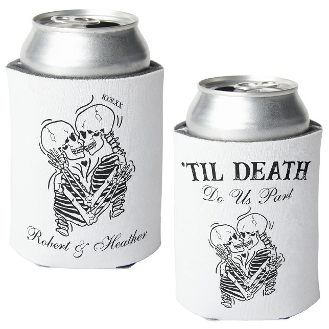 The Lovers Til Death Gothic Wedding Personalised Can Cooler (Creator Uploaded)