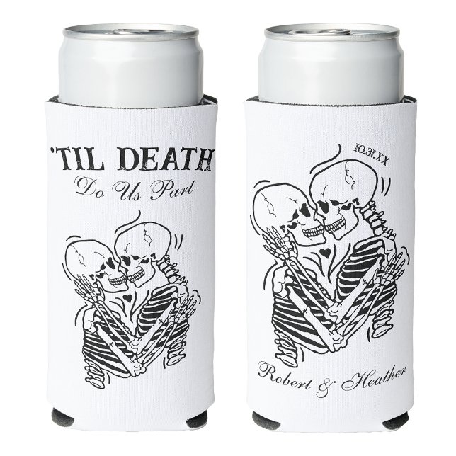 The Lovers Til Death Gothic Wedding Personalised Seltzer Can Cooler (Creator Uploaded)