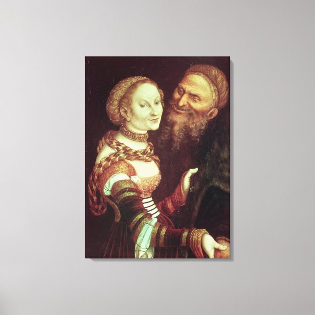 The Lovesick Old Man, 1553 (oil on panel) Canvas Print (Front)