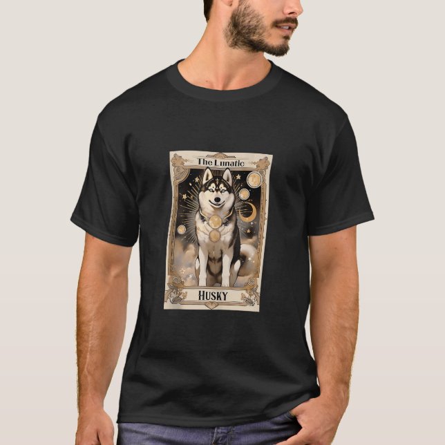 The Lunatic Husky Tarot Card Halloween Mystic Husk T-Shirt (Front)