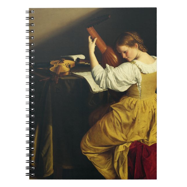 The Lute Player by Orazio Gentileschi Art Notebook (Front)