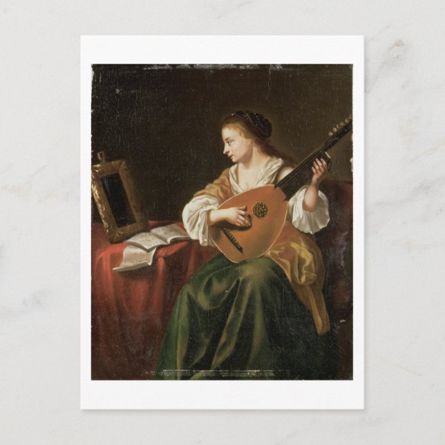 The Lute Player (oil on panel) Postcard (Front)