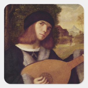 The Lute Player Square Sticker