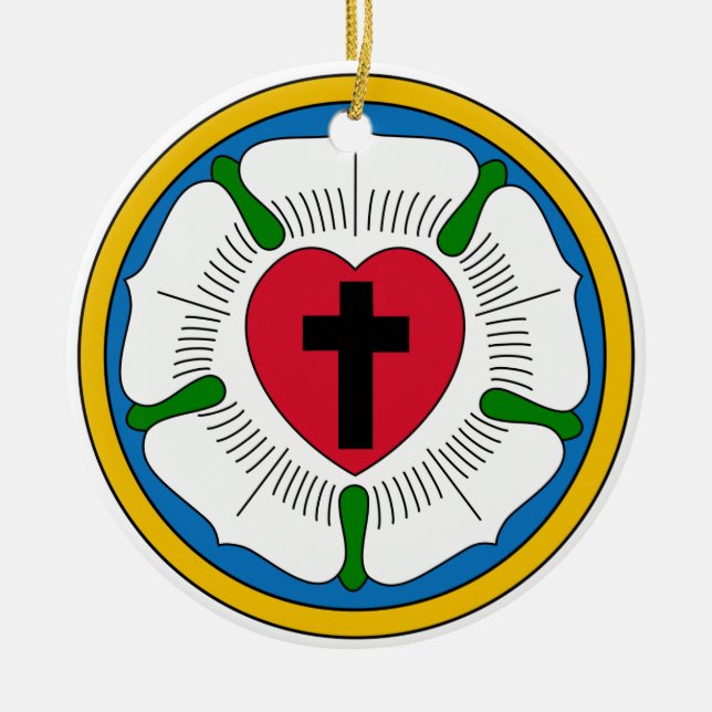 The Luther Rose Lutheranism Martin Luther Ceramic Tree Decoration (Front)