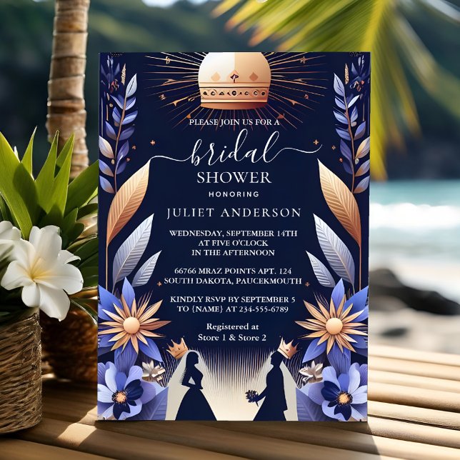 The Luxury Fuchsia Crown Royal Blue Bridal Shower Invitation (Creator Uploaded)