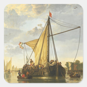 The Maas at Dordrecht  Aelbert Cuyp    Square Sticker