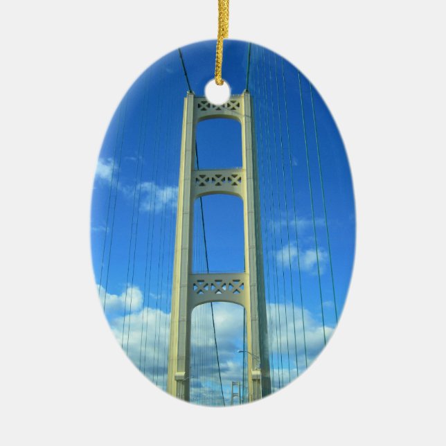 The Mackinac Bridge Ceramic Tree Decoration (Front)