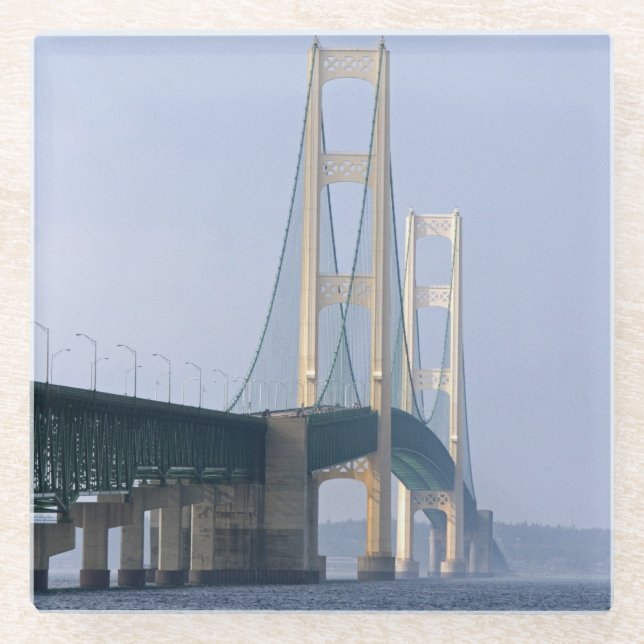 The Mackinac Bridge Glass Coaster (Front)