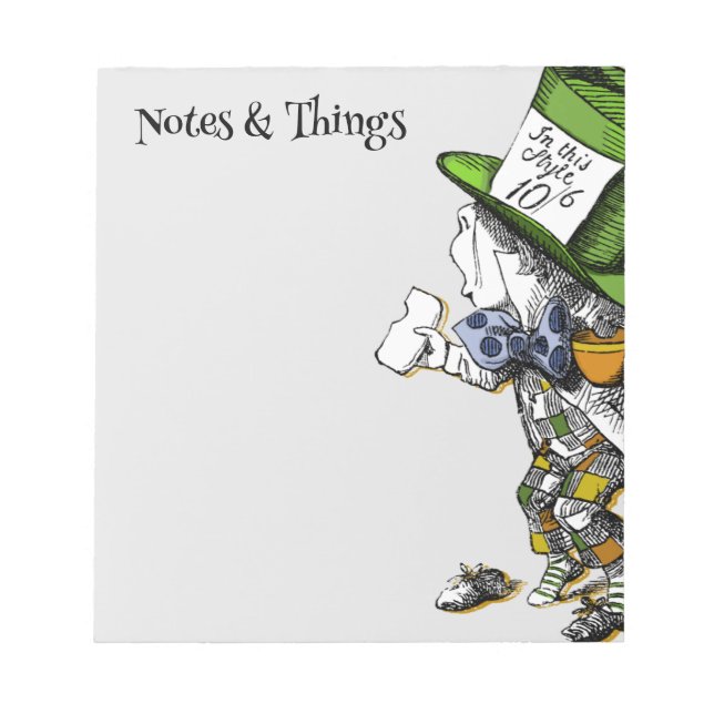 The Mad Hatter {Alice in Wonderland} Notepad (Front)