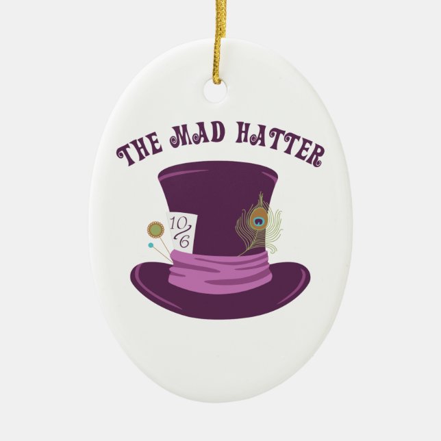 The Mad Hatter Ceramic Tree Decoration (Front)