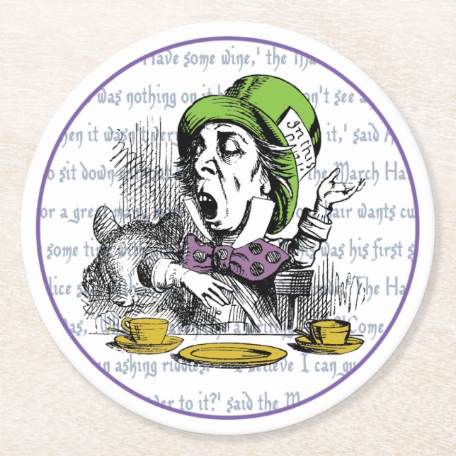 The Mad Hatter Round Paper Coaster (Front)
