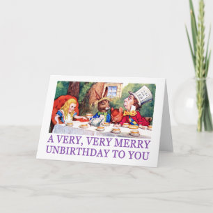 THE MAD HATTER WISHES ALICE A MERRY UNBIRTHDAY! HOLIDAY CARD
