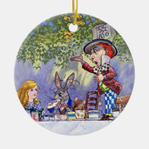 The Mad Hatter's Tea Party in Alice in Wonderland Ceramic Tree Decoration