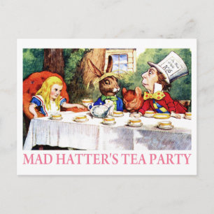 THE MAD HATTER'S TEA PARTY INVITATION POSTCARD