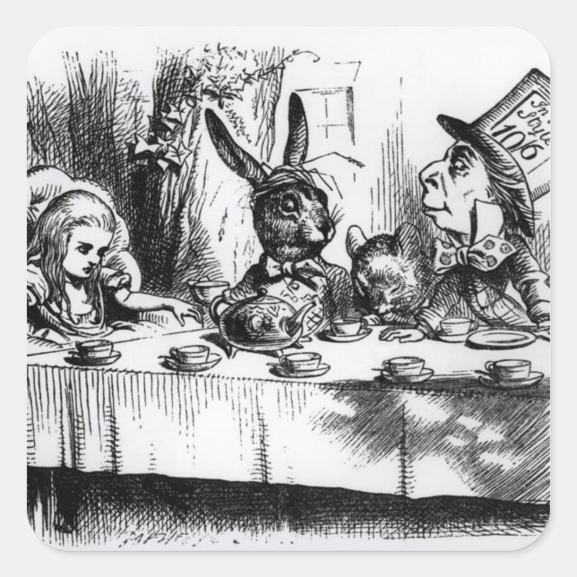 The Mad Hatter's Tea Party Square Sticker (Front)