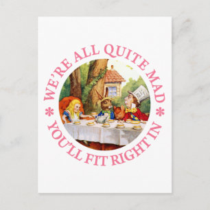 The Mad Hatter's Tea Party -"We're All Quite Mad!" Invitation Postcard