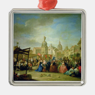The Madrid Fair in the Plaza de la Cebeda (oil on Metal Tree Decoration