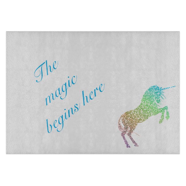 The Magic Begins Here Unicorn Cutting Board (Front)