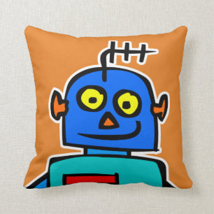 The Magic Crayons Blue Robot Throw Pillow Cushion