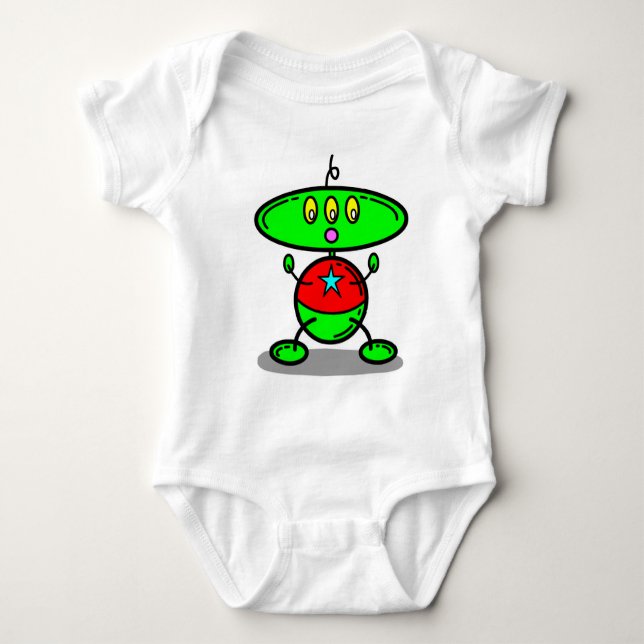 The Magic Crayons Green Baby Kids Robot T-Shirt Bodysuit (Front)