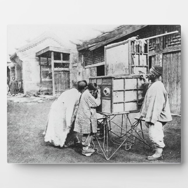 The magic lantern, c.1870 (b/w photo) plaque (Front)