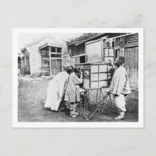 The magic lantern, c.1870 (b/w photo) postcard