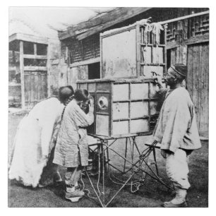 The magic lantern, c.1870 (b/w photo) tile