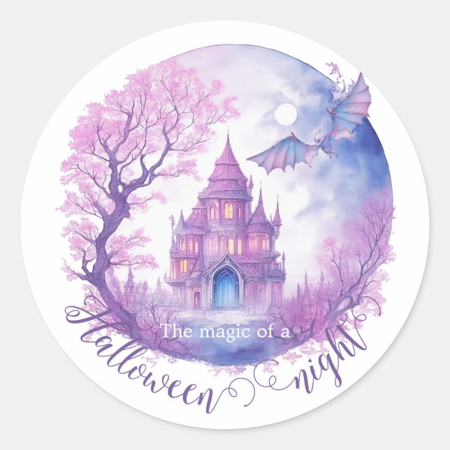 The magic of a Halloween night Classic Round Sticker (Front)